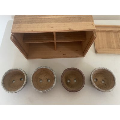 画像2: No.TB0801  中古ミニ盆栽鉢４個セット（木箱付き）