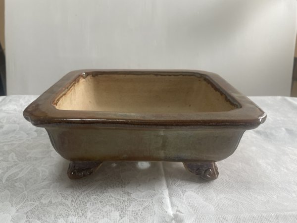 画像1: No.MA6302  中野行山　長角隅入足付　茶 (1)