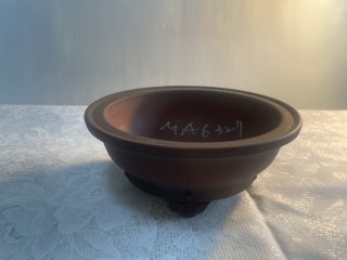 お値下げ☆盆栽鉢　美芸　欄鉢 盆栽小鉢：美芸（常滑）丸エン付三面龍鉢 11.4cm*資材 : 遊恵盆栽